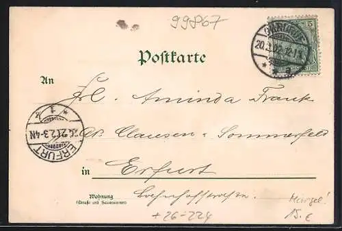 Künstler-AK Erwin Spindler: Gotha, Marktplatz, Jubiläums-Brunnen, Schloss