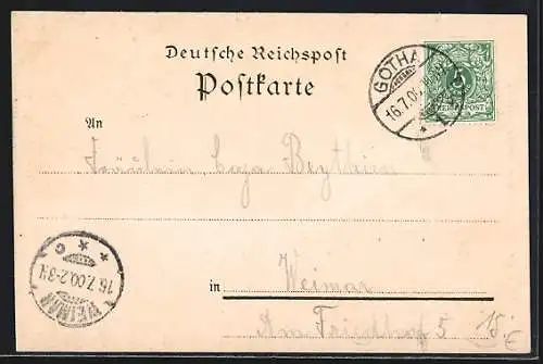 Lithographie Friedrichroda, Panorama, Kurhaus & Schloss Reinhardsbrunn