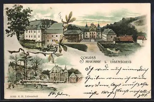 Lithographie Lüdenscheid, Partien am Schloss Neuenhof