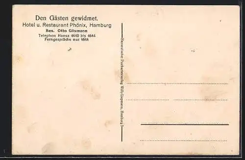 AK Hamburg-St. Georg, Hotel Phönix in der Kirchenallee, Michaeliskirche