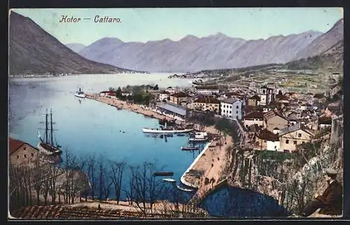 AK Kotor / Cattaro, Teilansicht mit Hafen