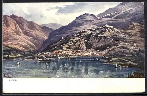 Künstler-AK Friedrich Perlberg: Kotor / Cattaro, Panorama