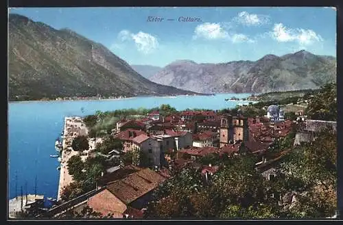 AK Kotor / Cattaro, Ortsansicht aus der Vogelschau