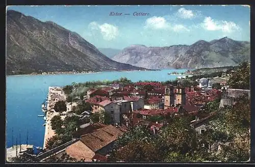 AK Kotor / Cattaro, Ortsansicht aus der Vogelschau