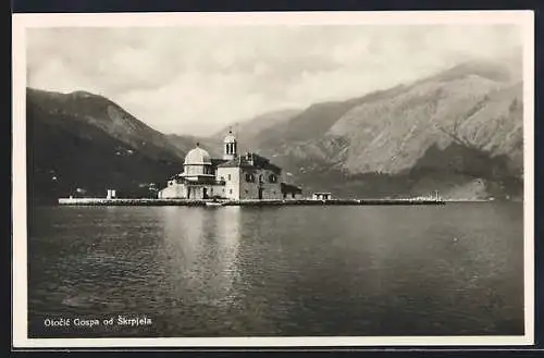 AK Otocic Gospa od Skrpjela, Panorama mit Kirche