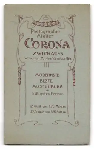 Fotografie Atelier Corona, Zwickau, Wilhelmstrasse 7, Porträt einer Dame