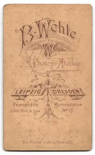 Fotografie B. Wehle, Dresden, Marienstrasse 10, Porträt eines älteren Mannes