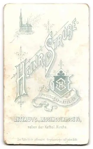 Fotografie Heinr. Strube, Zittau, Lessingstrasse 14, Portrait eines jungen Mannes