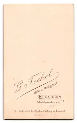 Fotografie G. Techel, Elmshorn, Mühlenstrasse 12, Portrait einer Frau