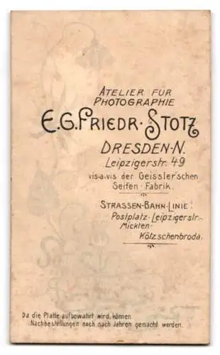 Fotografie E.G. Friedr. Stolz, Dresden-N, Leipzigerstr. 49, Porträt einer Dame