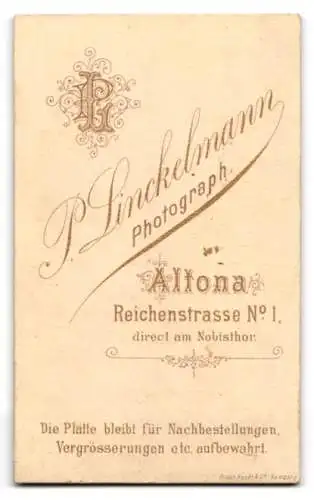 Fotografie P. Linckelmann, Altona, Reichenstrasse 1, Porträt einer Frau