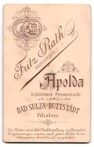 Fotografie Fritz Rath, Apolda, Schötener Promenade, Porträt einer Dame