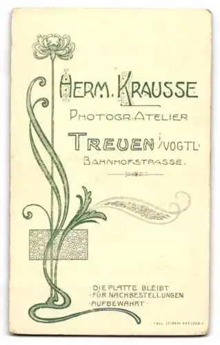 Fotografie Herm. Krausse, Treuen, Bahnhofstrasse, Portrait eines jungen Mannes