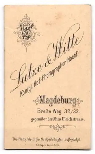 Fotografie Lutze & Witte, Magdeburg, Breite Weg 32 /33, Portrait einer jungen Frau