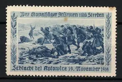 Reklamemarke Kotowice, Der Koalitionskrieg Stürmen und Sterben, Soldaten im Gefecht 1914