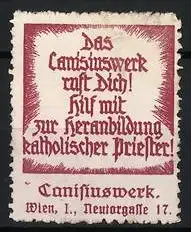 Reklamemarke Wien, Das Canisiuswerk ruft Dich, katholische Priesterbildung