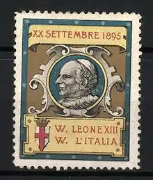 Reklamemarke Italien, XX Settembre 1895, Porträt von Papst Leo XIII