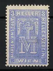 Reklamemarke Wien, Marienanstalt Hellerverein, Kreuz und Monogramm