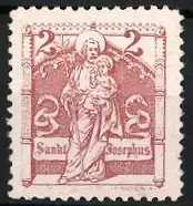 Reklamemarke St. Josephus, Heilige Figur mit Kind