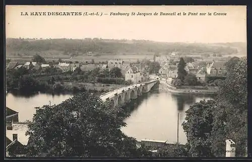 AK La Haye-Descartes, Faubourg St Jacques de Buzueuil et le Pont sur la Creuse