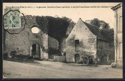 AK Cinq-Mars-la-Pile, Entrée de la carrière et ancienne entrée du château (XVe siècle)