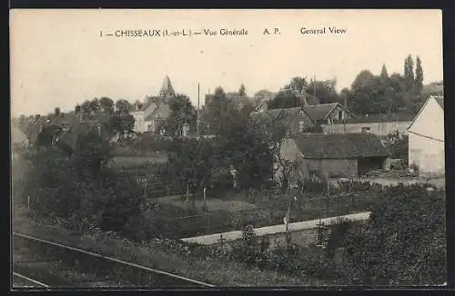 AK Chisseaux, Vue générale du village et des jardins verdoyants