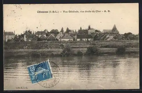 AK Chisseaux, Vue générale, rive droite du Cher