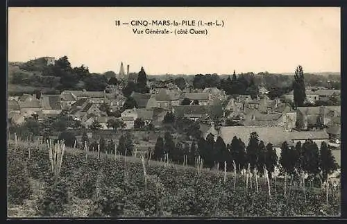 AK Cinq-Mars-la-Pile, Vue générale côté ouest