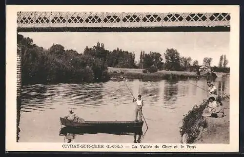 AK Civray-sur-Cher, La Vallée du Cher et le Pont