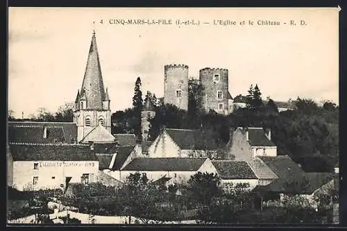 AK Cinq-Mars-la-Pile, L`Église et le Château