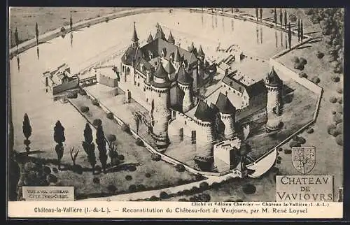 AK Château-la-Vallière, reconstitution du Château-fort de Vaujours par René Loysel