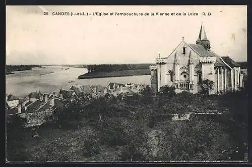 AK Candes, L`église et l`embouchure de la Vienne et de la Loire