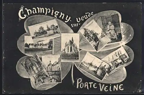 AK Champigny, Vues sur Porte Veine et environs en collage de cartes postales