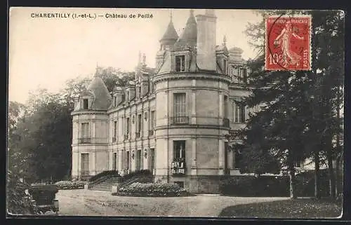 AK Charentilly, Château de Poillé majestueux entouré de verdure