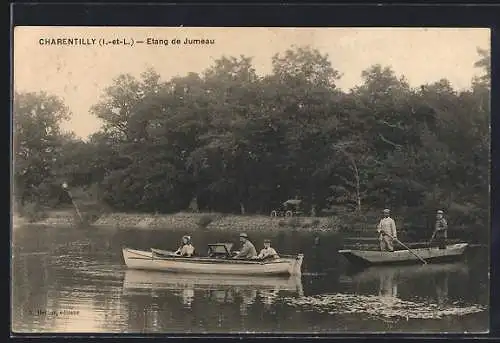 AK Charentilly, Étang de Jumeau avec des barques sur l`eau