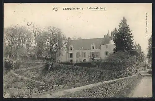 AK Chargé, Château de Pray au milieu des arbres et jardin paysager