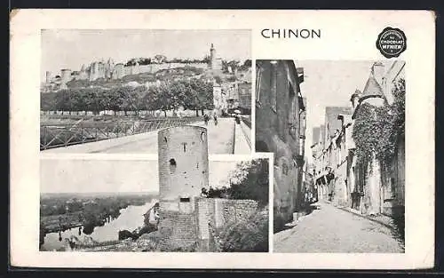 AK Chinon, Vues du château, de la tour et d`une rue pittoresque