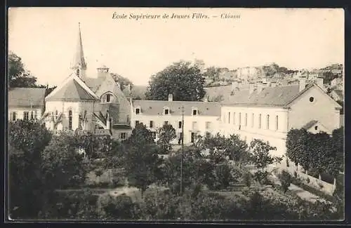 AK Chinon, École Supérieure de Jeunes Filles et jardin environnant