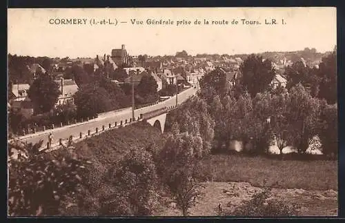 AK Cormery, Vue générale prise de la route de Tours