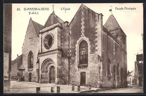 AK Saint-Martin-le-Beau, Facade principale de l`église