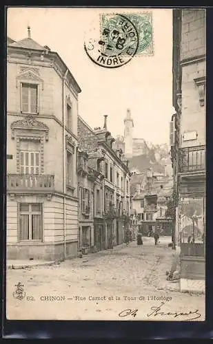 AK Chinon, Rue Carnot et la Tour de l`Horloge