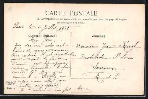 AK Chinon, Jeanne d`Arc avec la lance devant le château