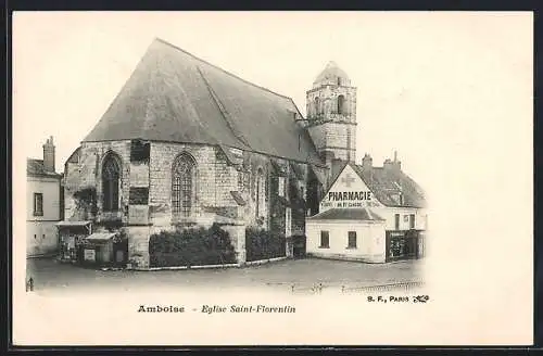 AK Amboise, Église Saint-Florentin et pharmacie adjacente