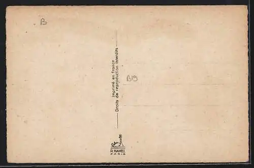 AK Chenonceaux, Illustration du château avec enfants et coq