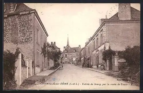 AK Chemillé-sur-Dême, Entrée du bourg par la route de Tours