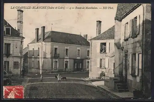 AK La Chapelle-Blanche, Route de Montrélean et maisons anciennes