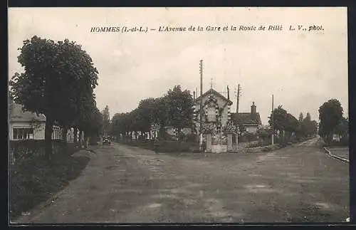 AK Hommes, L`Avenue de la Gare et la Route de Rillé