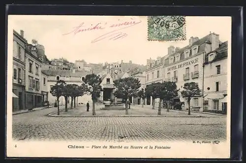 AK Chinon, Place du Marché au Beurre et la Fontaine