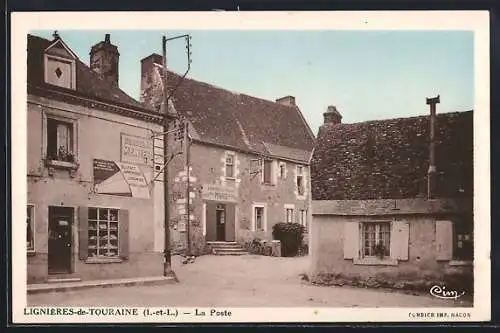 AK Lignières-de-Touraine, La Poste et bâtiments environnants