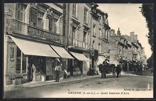 AK Chinon, Quai Jeanne d`Arc avec boutiques et charrette